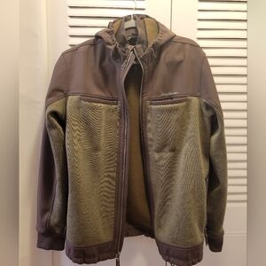 Eddie Bauer Olive Green and Brown Hooded Jacket